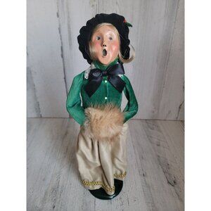 Byer's Choice caroler 1991 black cap fur woman xmas‎ figure vintage